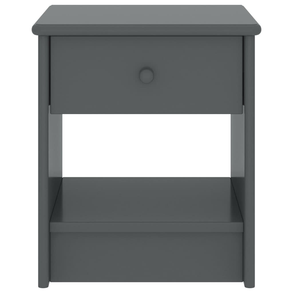 vidaXL Κομοδίνο Σκούρο Γκρι 35 x 30 x 40 εκ. Μασίφ Ξύλο Πεύκου