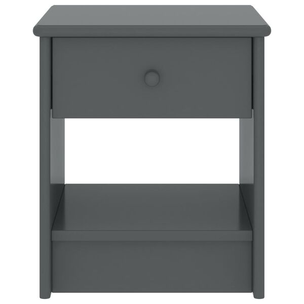 vidaXL Κομοδίνο Σκούρο Γκρι 35 x 30 x 40 εκ. Μασίφ Ξύλο Πεύκου