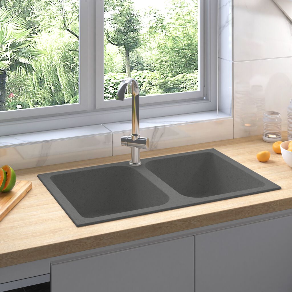 vidaXL Βρύση Κουζίνας Γκρι 760x480x184 εκ. Γρανίτης
