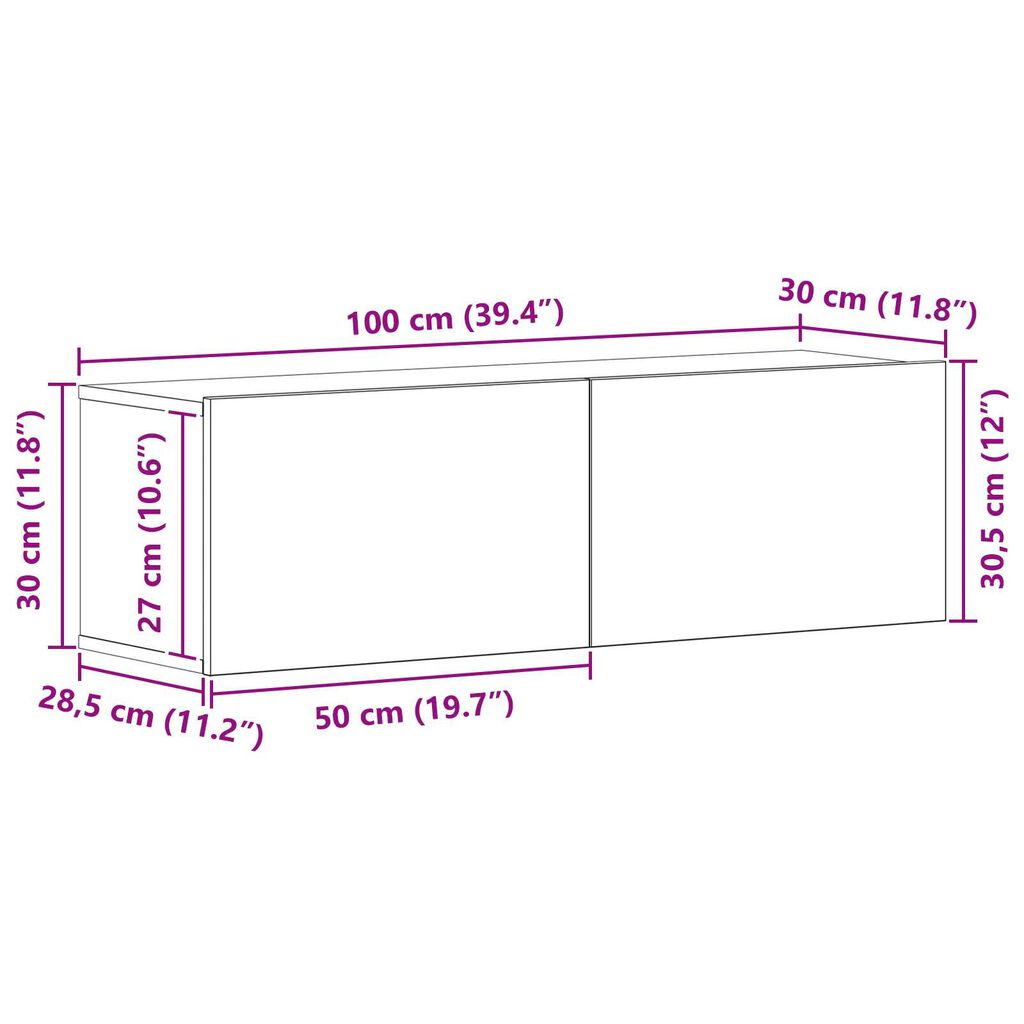 vidaXL Σετ επίπλου τηλεόρασης 5 pcs Μαύρη Δρυς 100 x 30 x 30 εκ