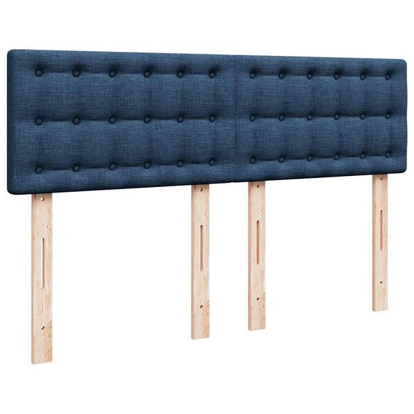 vidaXL Κρεβάτι Boxspring με Στρώμα Μπλε 140x200 εκ. Υφασμάτινο