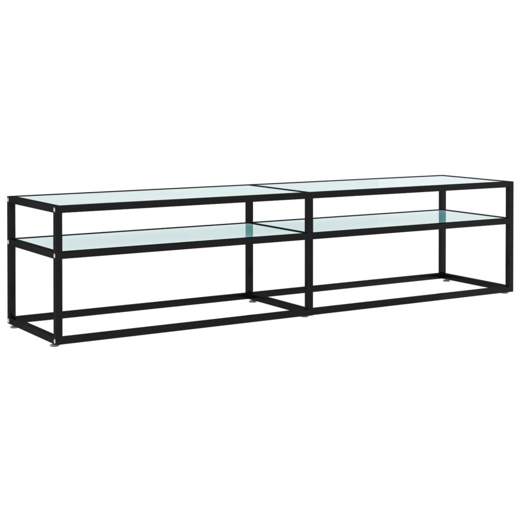 vidaXL Έπιπλο Τηλεόρασης Λευκό Όψη Μαρμάρου 180x40x40,5εκ Ψημένο Γυαλί