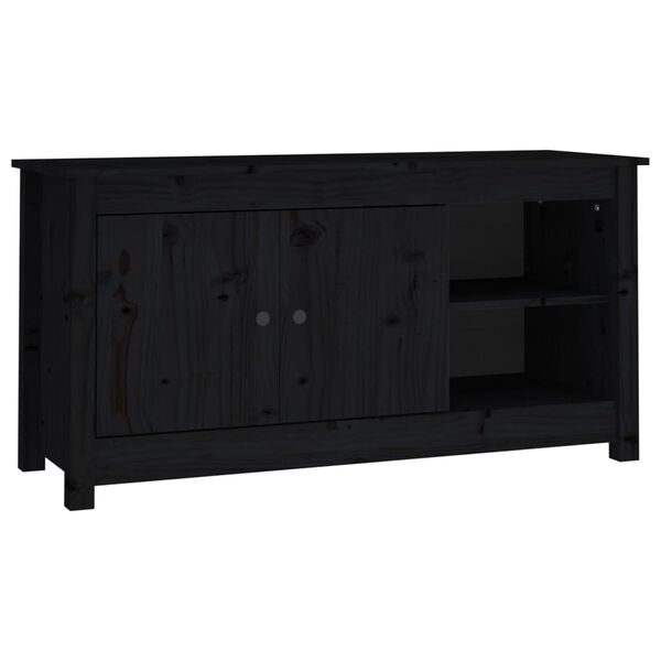 vidaXL Έπιπλο Τηλεόρασης Μαύρο 103x36,5x52 εκ. από Μασίφ Ξύλο Πεύκου