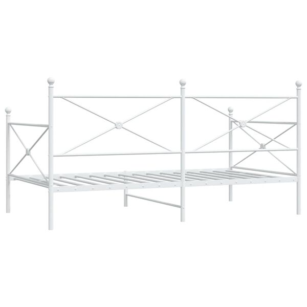 vidaXL Κρεβάτι ημέρας χωρίς στρώμα Λευκό 100x190 cm Ατσάλι