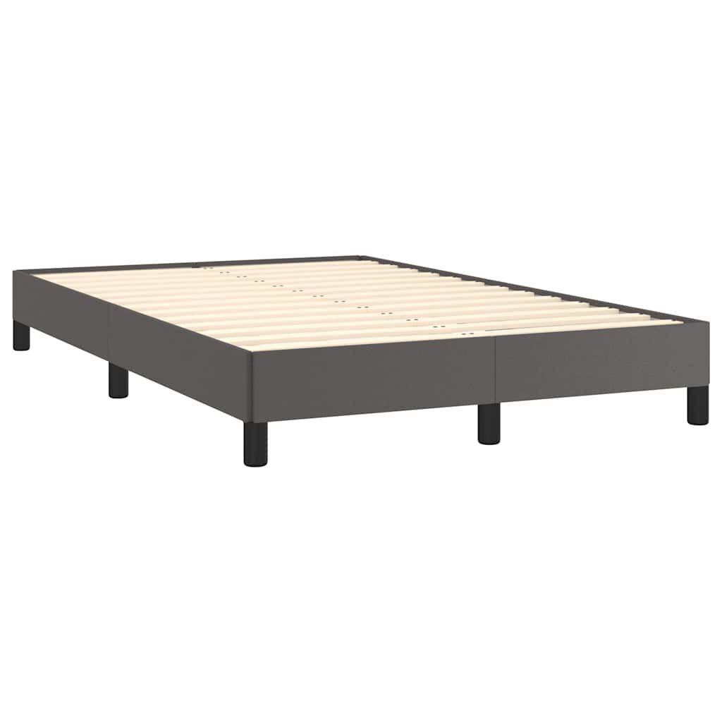 vidaXL Κρεβάτι Boxspring με Στρώμα & LED Γκρι 120x190 εκ. Συνθ. Δέρμα