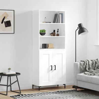 vidaXL Ντουλάπι Γυαλιστερό Λευκό 69,5x34x180 εκ. Επεξεργασμένο Ξύλο