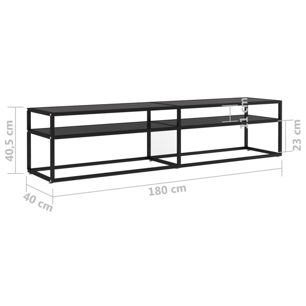 vidaXL Έπιπλο Τηλεόρασης Μαύρο 180 x 40 x 40,5 εκ. από Γυαλί Ασφαλ.