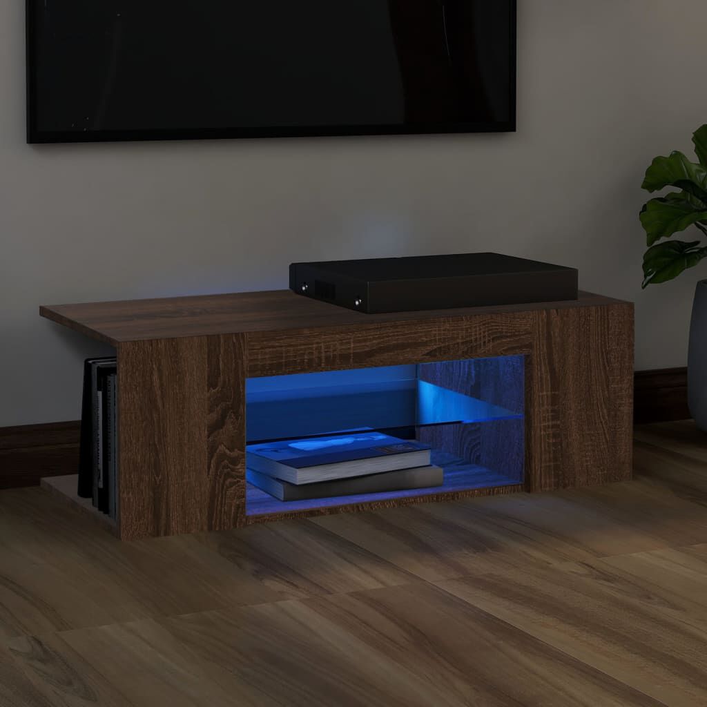 vidaXL Έπιπλο Τηλεόρασης με LED Καφέ Δρυς 90x39x30 εκ.