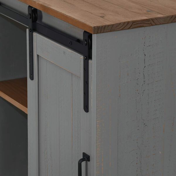 vidaXL Sideboard HALDEN με συρόμενη πόρτα γκρι 80x40x80 cm μασίφ ξύλο