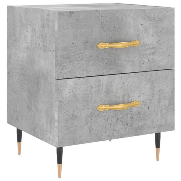 vidaXL Κομοδίνα 2 τεμ. Γκρι Σκυροδεμ. 40 x 35 x 47,5 εκ. Επεξεργ. Ξύλο