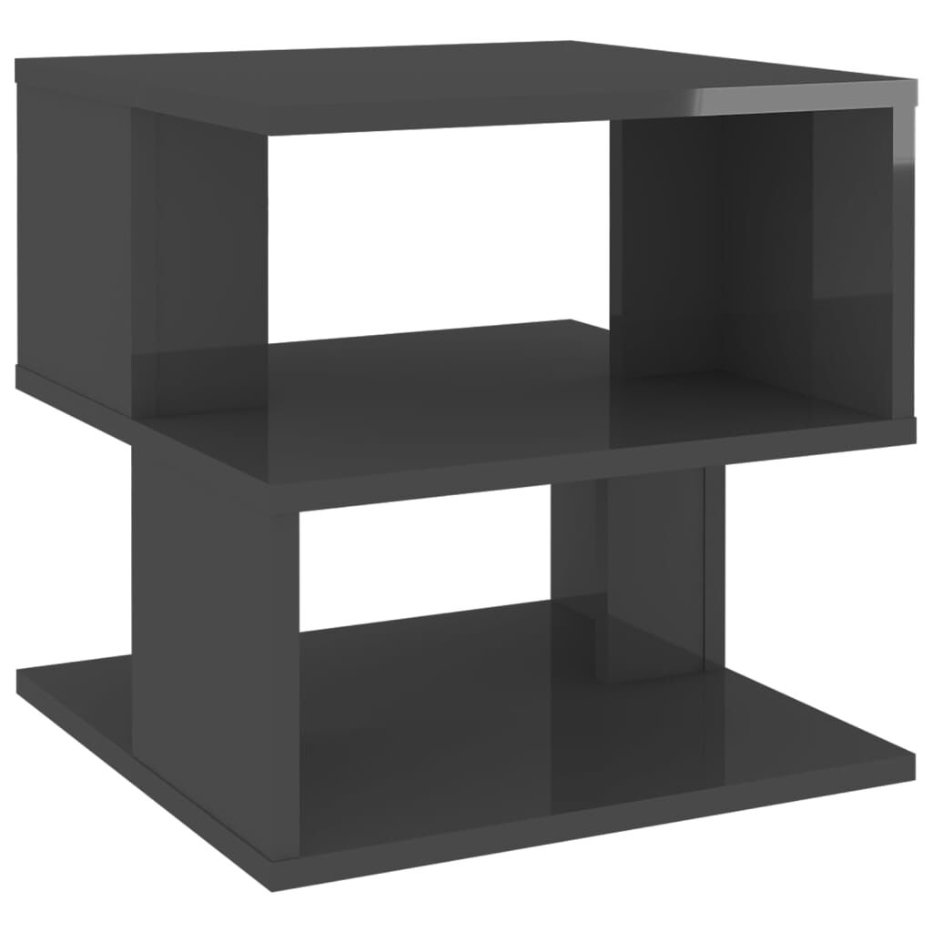 vidaXL Τραπέζι Βοηθητικό Γυαλιστερό Γκρι 40 x 40 x 40 εκ. Μοριοσανίδα