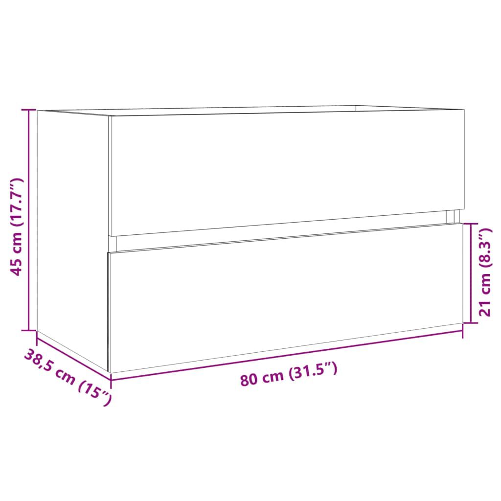 vidaXL Ντουλάπι Νιπτήρα Sonoma Δρυς 80 x 38,5 x 45 εκ. από Επεξ. Ξύλο