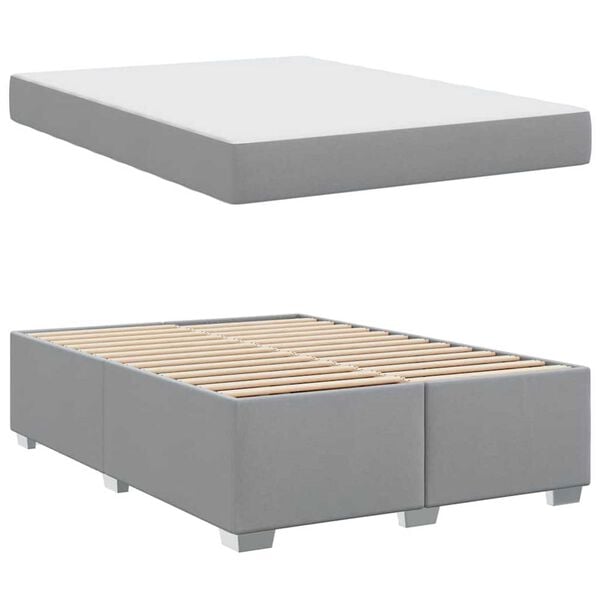vidaXL Σκελετός Κρεβατιού Ανοιχτό γκρι 140 x 200 cm ύφασμα