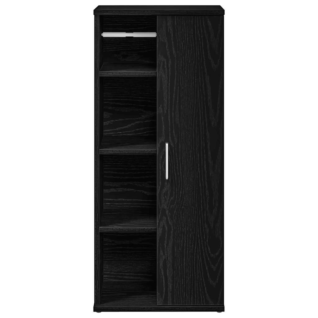 vidaXL Ντουλάπι μπάνιου με θήκη για ρολά Μαύρο 39x22x90 cm
