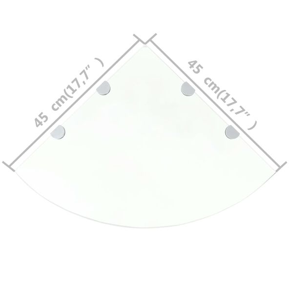 vidaXL Ράφια Γωνία 2 τεμ Διάφανα 45x45 εκ Γυάλινα + Στηρίγματα Χρωμίου