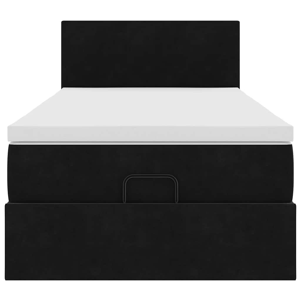 vidaXL Οθωμανικό κρεβάτι με στρώμα Μαύρο 80x200cm Velvet