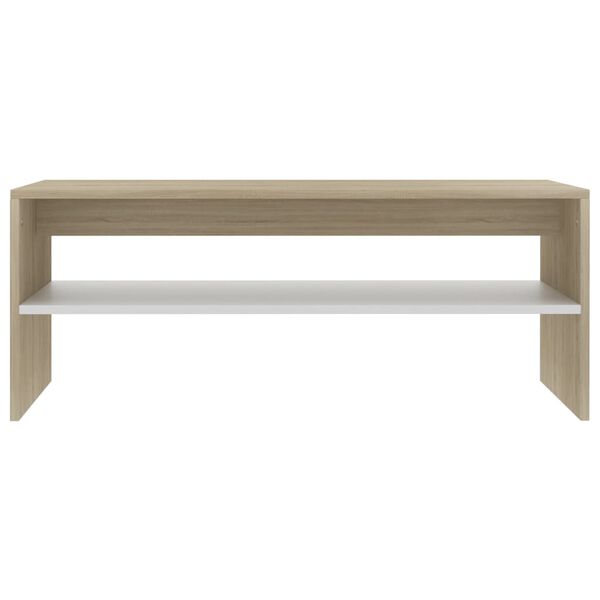 vidaXL Τραπεζάκι Σαλονιού Λευκό/Sonoma Δρυς 100x40x40 εκ. Μοριοσανίδα