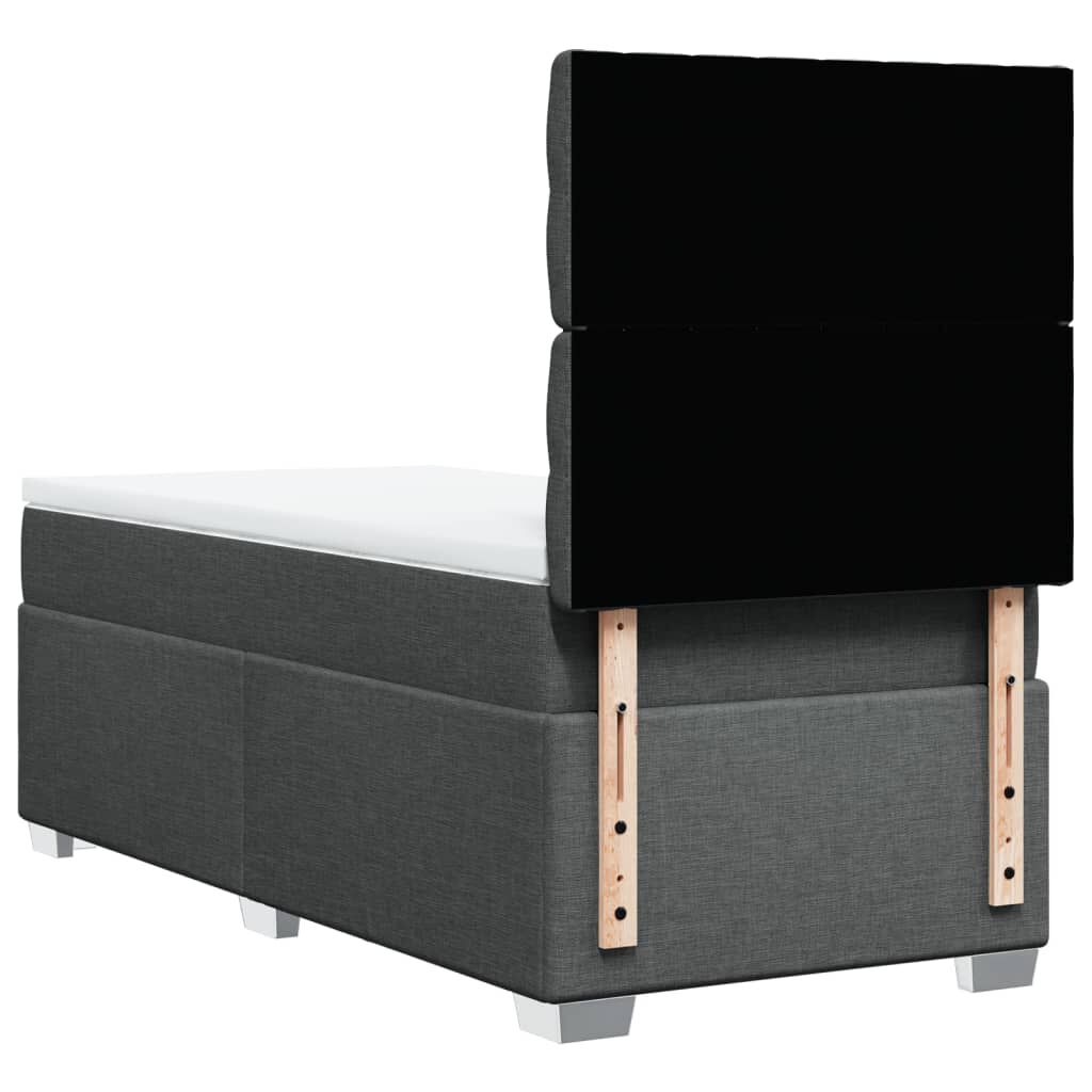 vidaXL Κρεβάτι Boxspring με Στρώμα Σκούρο Γκρι 90x190 εκ. Υφασμάτινο