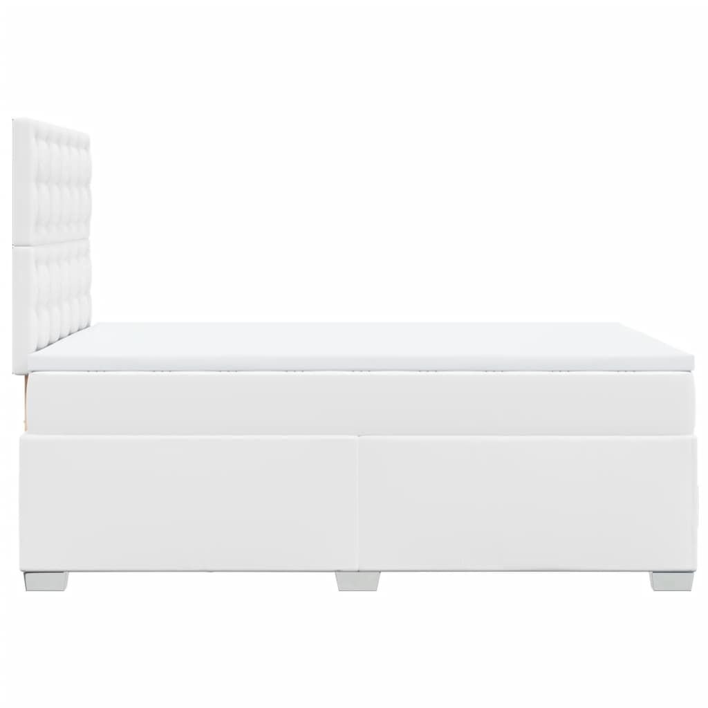 vidaXL Κρεβάτι Boxspring με Στρώμα Λευκό 120x190εκ.από Συνθετικό Δέρμα