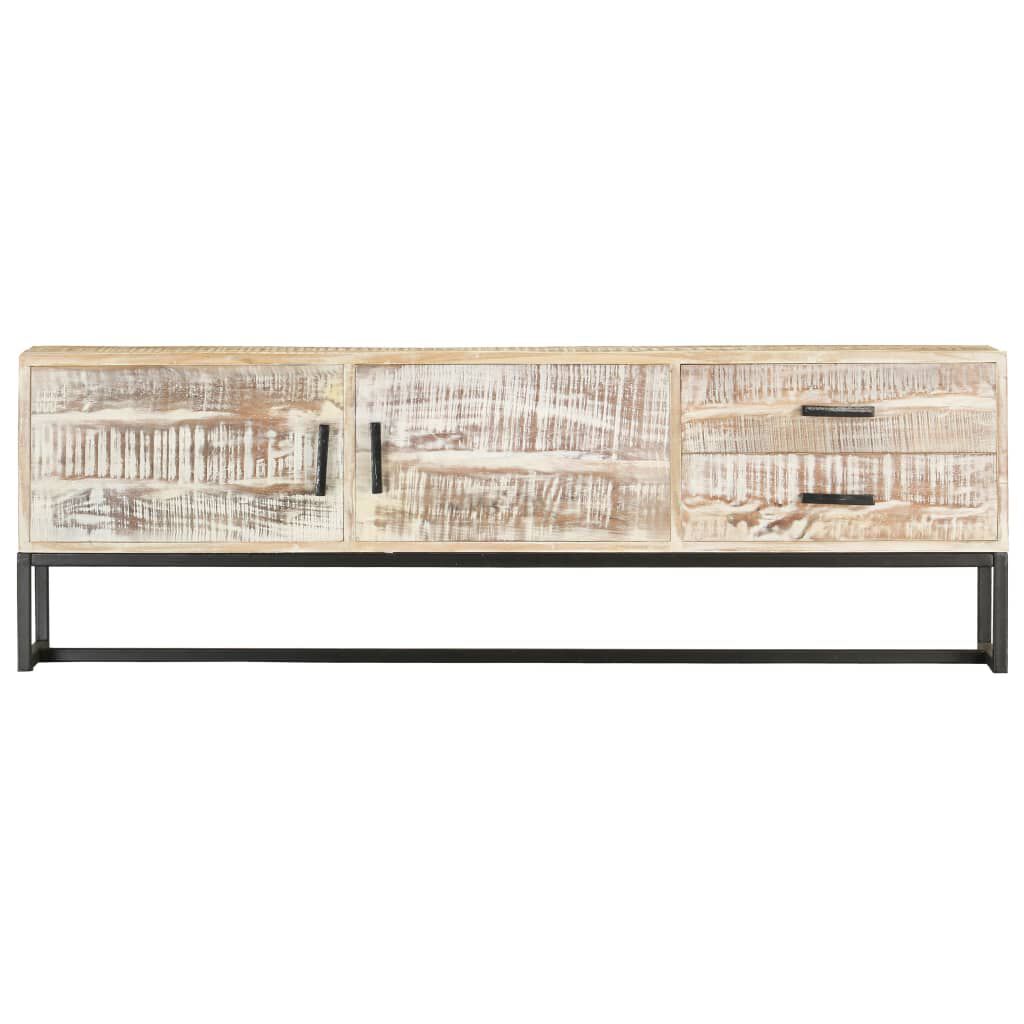 vidaXL Έπιπλο Τηλεόρασης Λευκό 140 x 30 x 45 εκ. Μασίφ Ξύλο Ακακίας