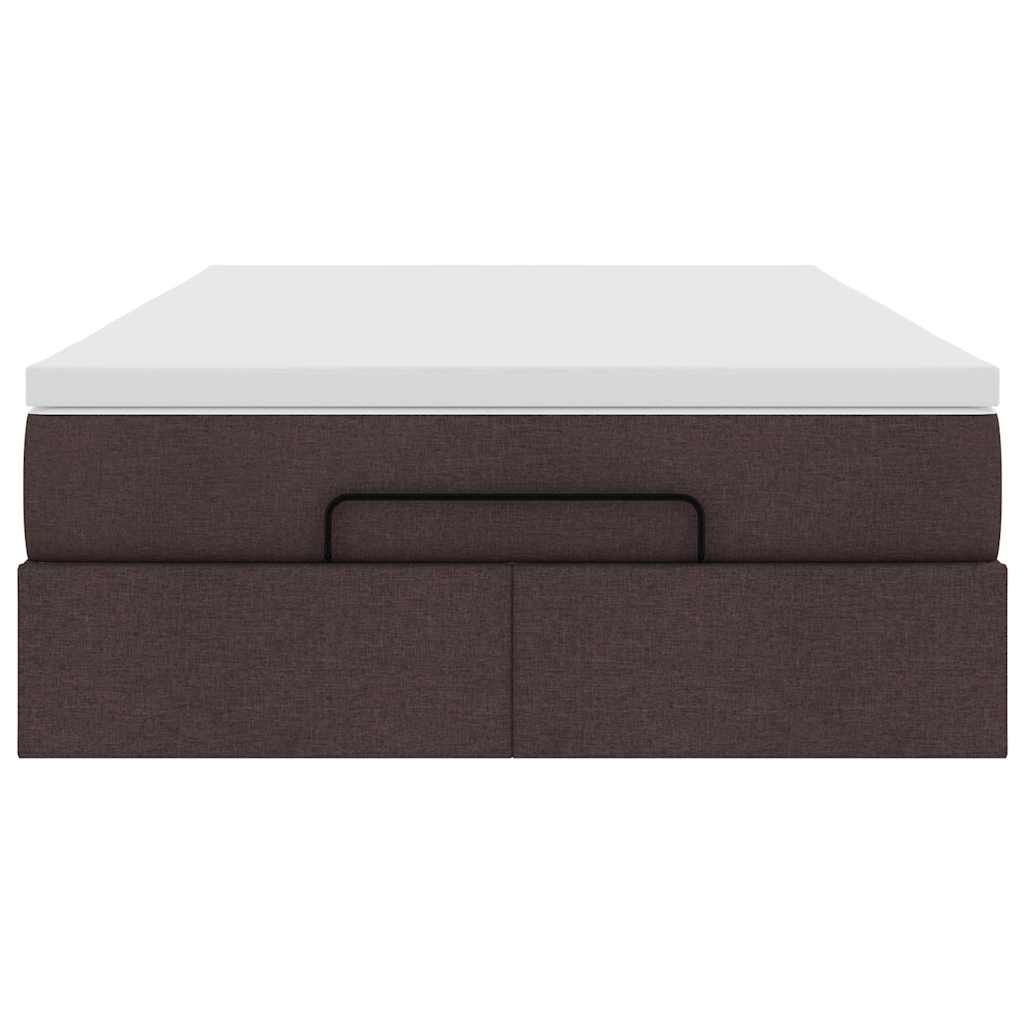 vidaXL Ottoman Κρεβάτι με Στρώμα Σκούρο Καφέ 120x200cm Ύφασμα