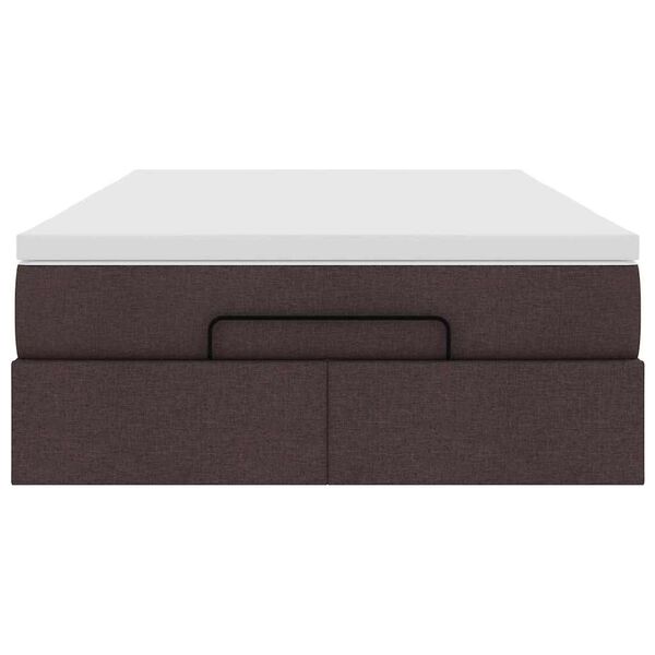 vidaXL Ottoman Κρεβάτι με Στρώμα Σκούρο Καφέ 120x200cm Ύφασμα