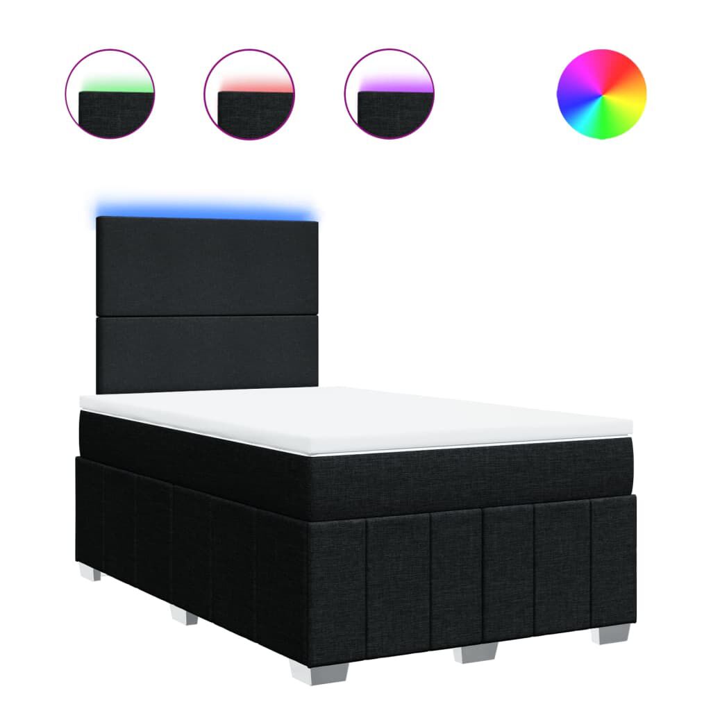 vidaXL Κρεβάτι Boxspring με Στρώμα Μαύρο 120x200 εκ. Υφασμάτινο
