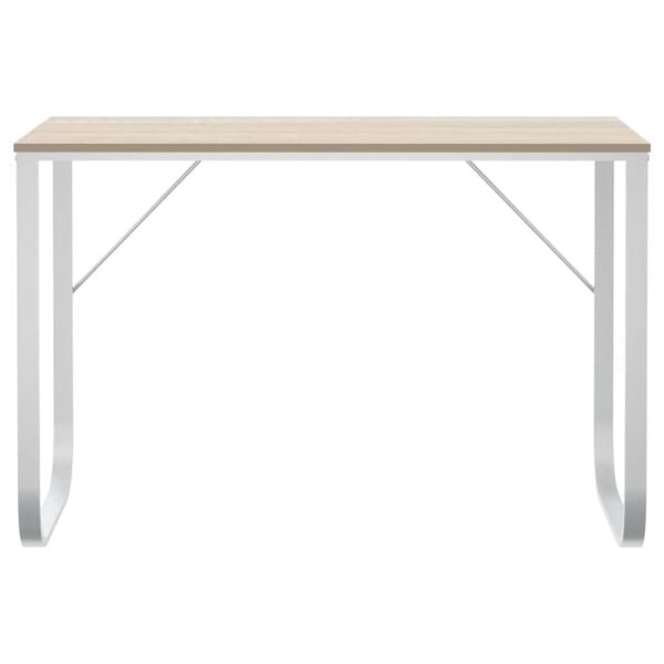 vidaXL Γραφείο Υπολογιστή Λευκό/Δρυς 110 x 60 x 73 εκ. από Μοριοσανίδα