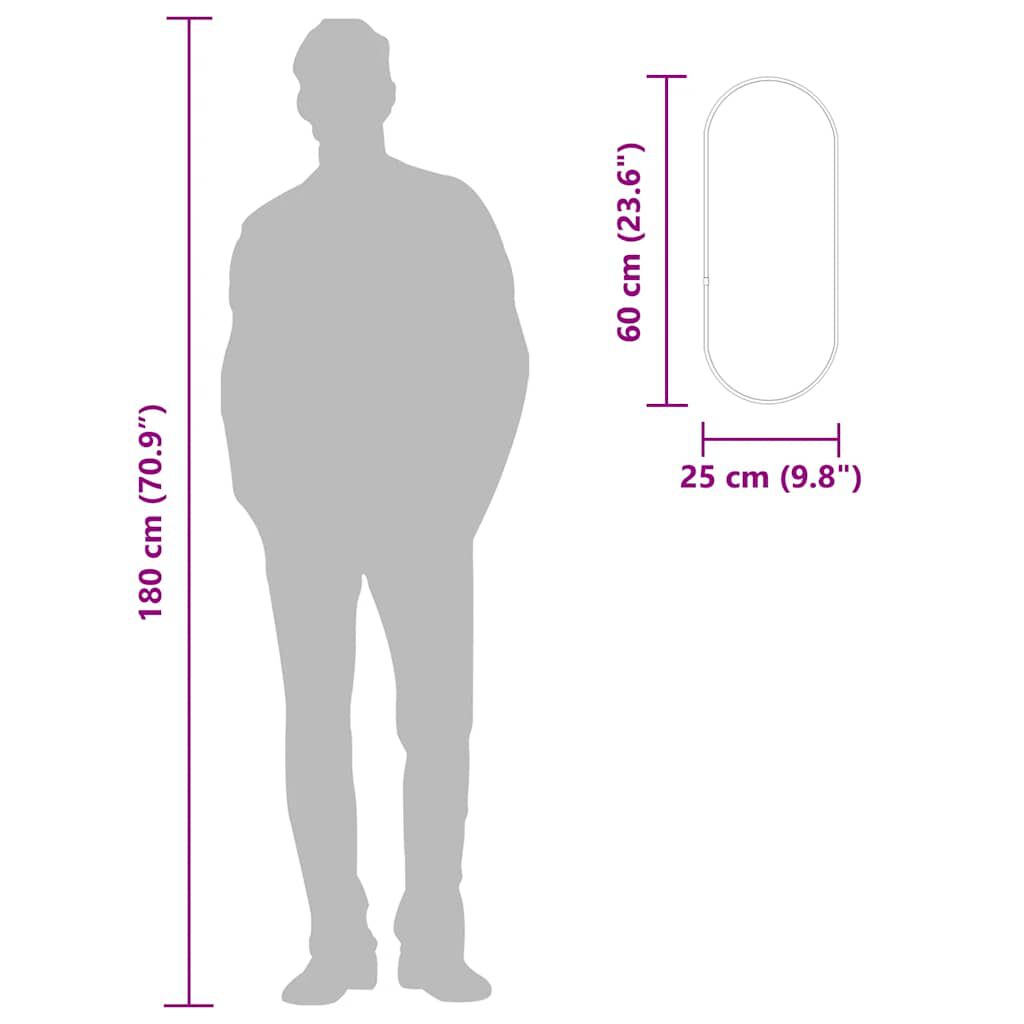 vidaXL Καθρέφτης Τοίχου Οβάλ Μαύρος 60x25 εκ.
