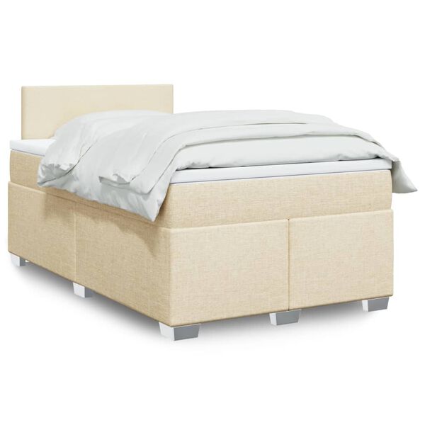 vidaXL Κρεβάτι Boxspring με Στρώμα Κρεμ 120x200 εκ. Υφασμάτινο