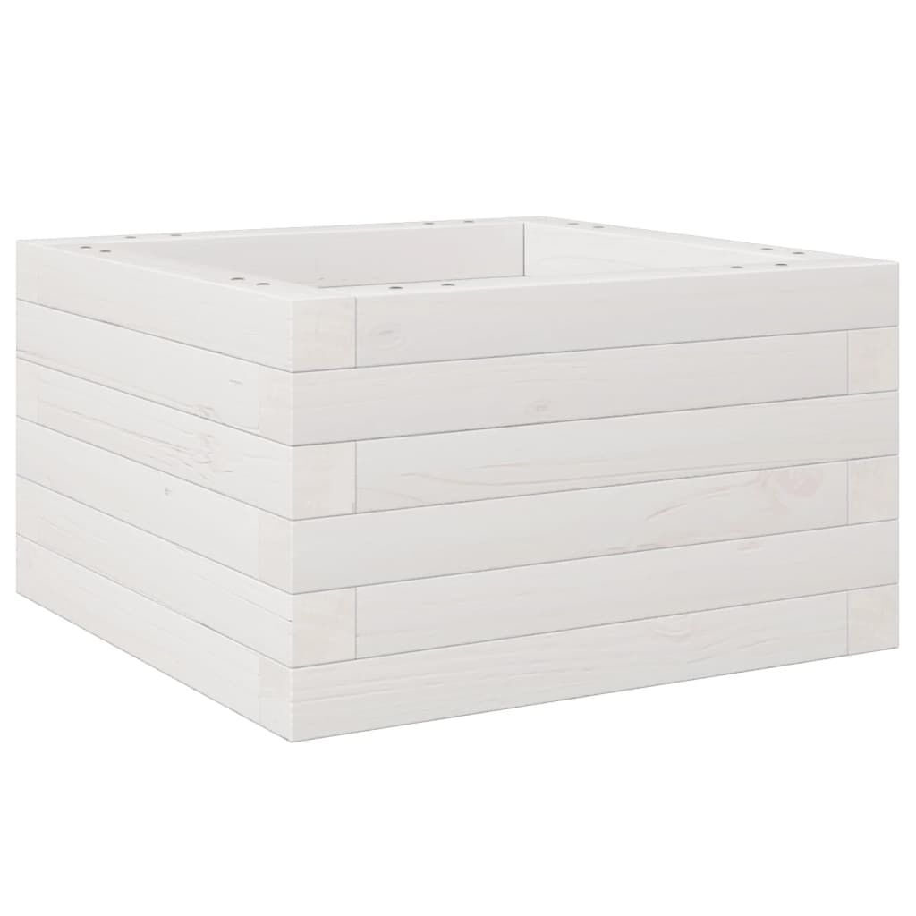 vidaXL Ζαρντινιέρα Κήπου Λευκή 40x40x23 εκ. από Μασίφ Ξύλο Πεύκου