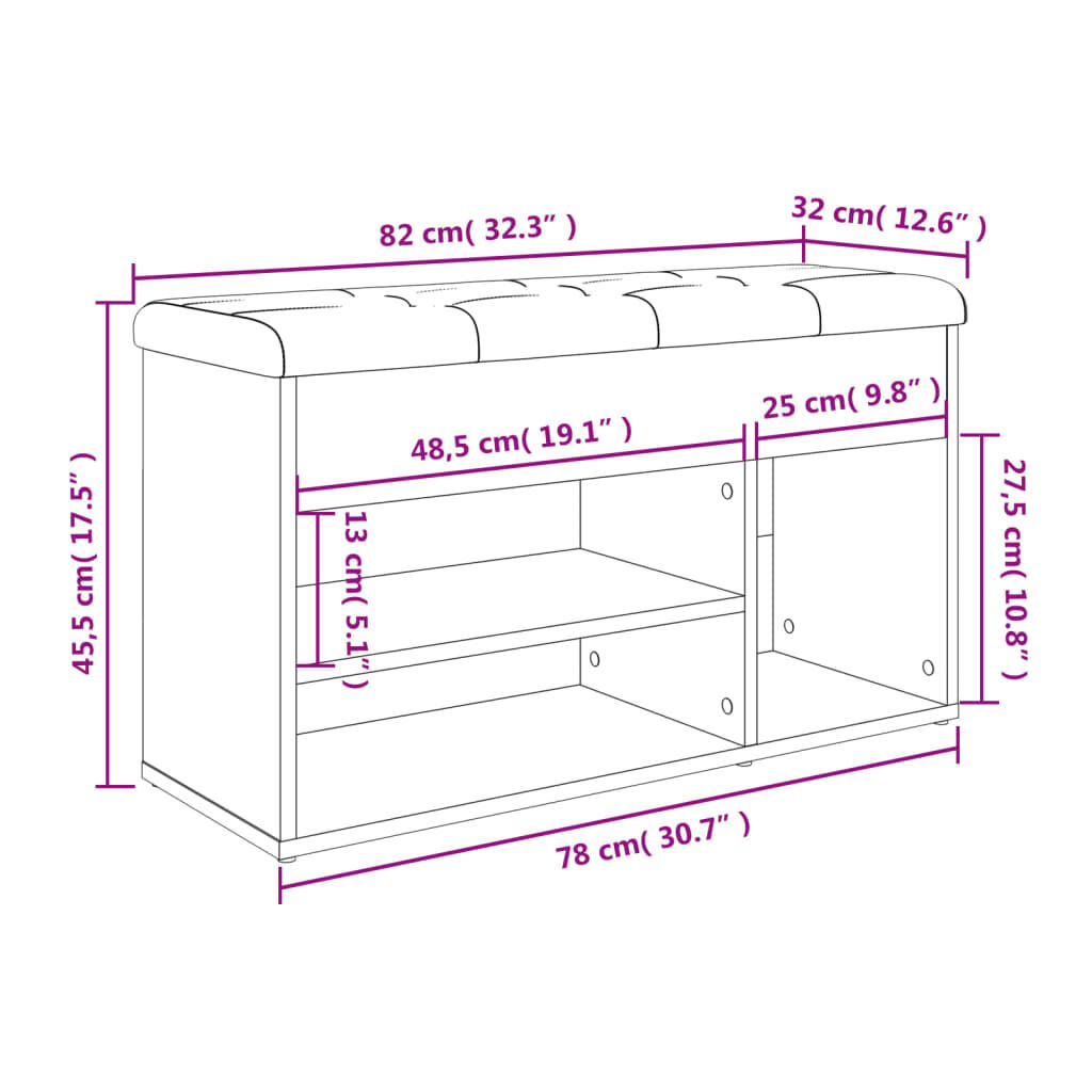 vidaXL Παπουτσοθήκη Γκρι Sonoma 82x32x45,5 εκ. από Επεξεργασμένο Ξύλο