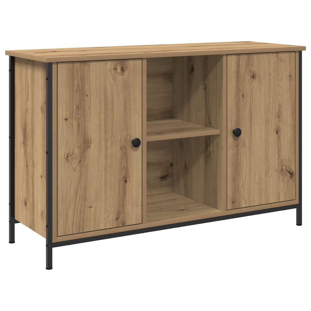 vidaXL Ντουλάπα Τηλεόρασης Μαύρη Δρυς 101x35x65 εκ. Κατασκευασμένο από ξύλο και ατσάλι