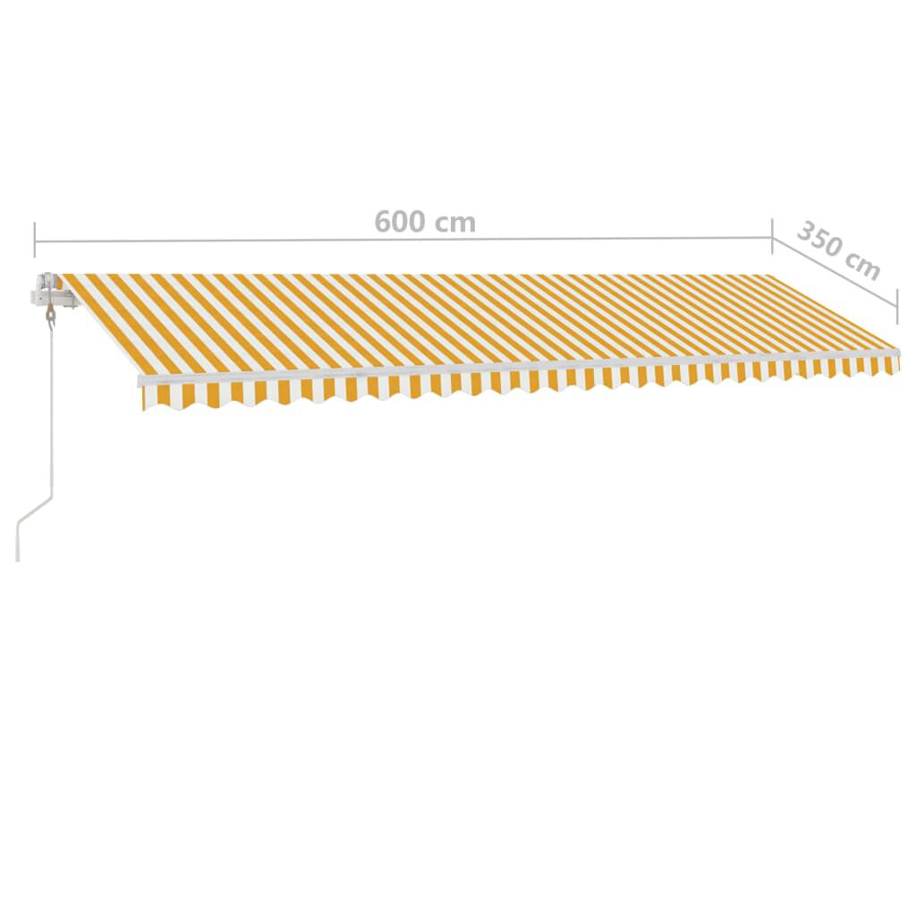 vidaXL Τέντα Συρόμενη Χειροκίνητη με LED Κίτρινο / Λευκό 600x350 εκ.