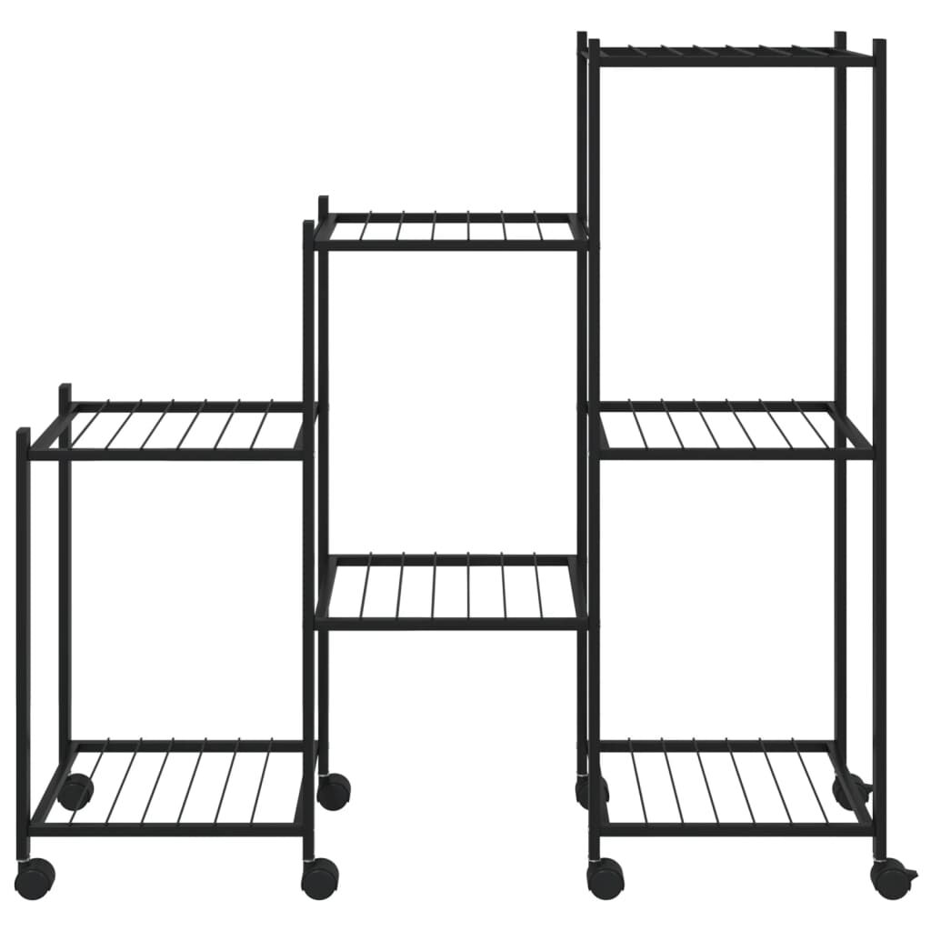 vidaXL Βάση Λουλουδιών με Ρόδες 83 x 25 x 83,5 εκ. Μαύρη Σιδερένια