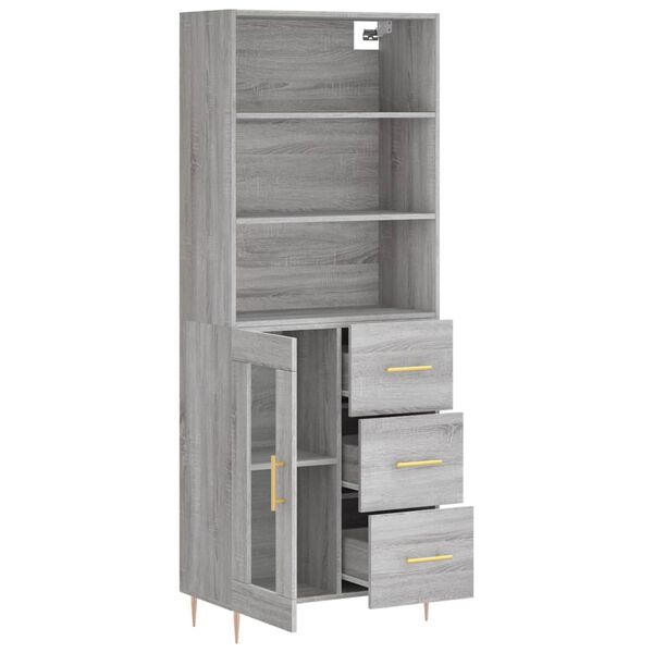 vidaXL Ντουλάπι Γκρι Sonoma 69,5 x 34 x 180 εκ. Επεξεργασμένο Ξύλο