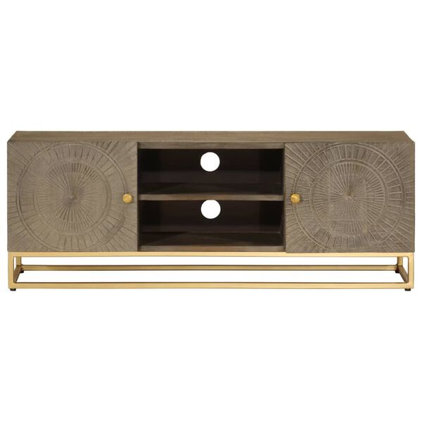 vidaXL Έπιπλο Τηλεόρασης 110 x 30 x 40 εκ. Μασίφ Ξύλο Μάνγκο & Σίδηρος