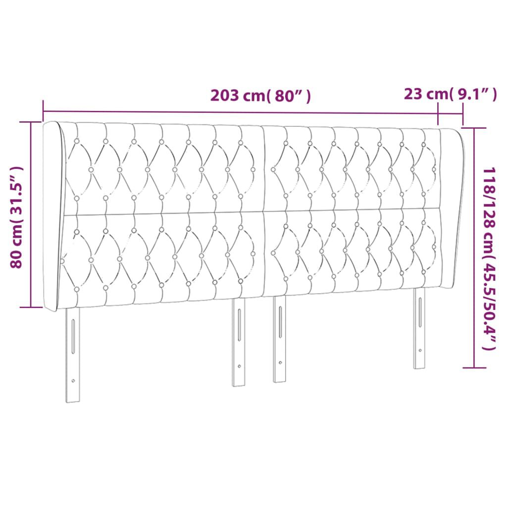 vidaXL Κεφαλάρι με Πτερύγια Μαύρο 203x23x118/128 εκ. Υφασμάτινο