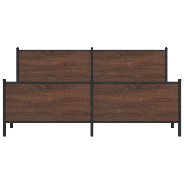 vidaXL Σκελετός Κρεβ. Χωρίς Στρώμα Καφέ Δρυς 193x203 εκ. Μεταλλικό