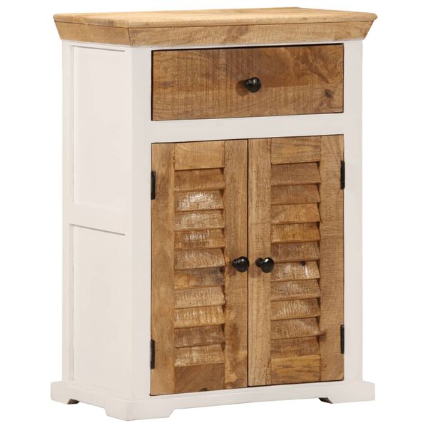 vidaXL Ντουλάπι Λευκό και Καφέ 55x30x73 εκ. Μασίφ Ακατεργ. Ξύλο Μάνγκο