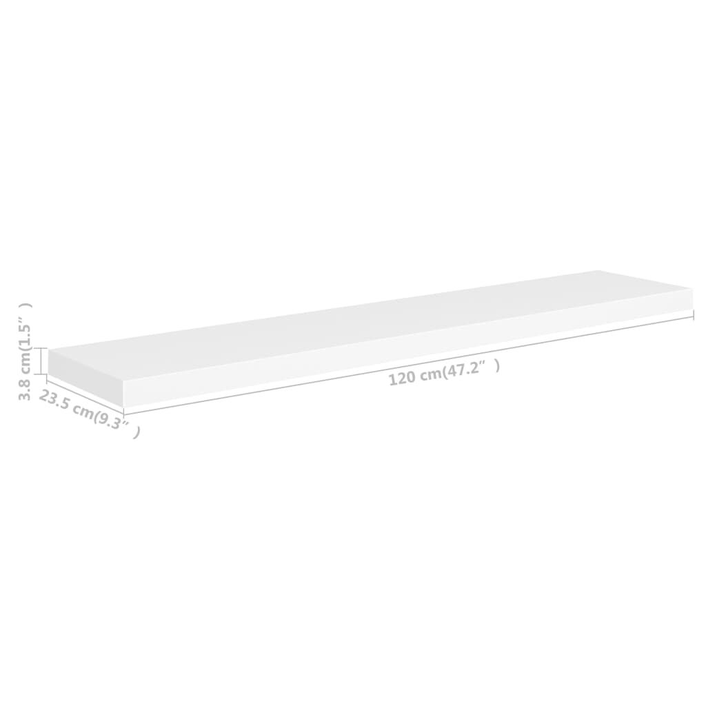 vidaXL Ράφια Τοίχου 2 τεμ. Άσπρα 120x23,5x3,8 εκ. MDF