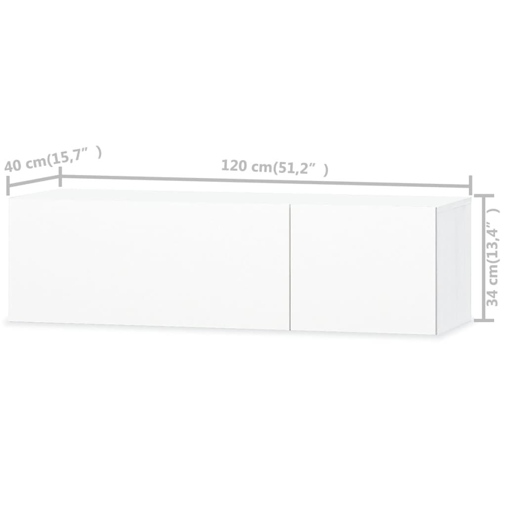 vidaXL Έπιπλο Τηλεόρασης Γυαλιστερό Λευκό 120x40x34 εκ. Επεξ. Ξύλο