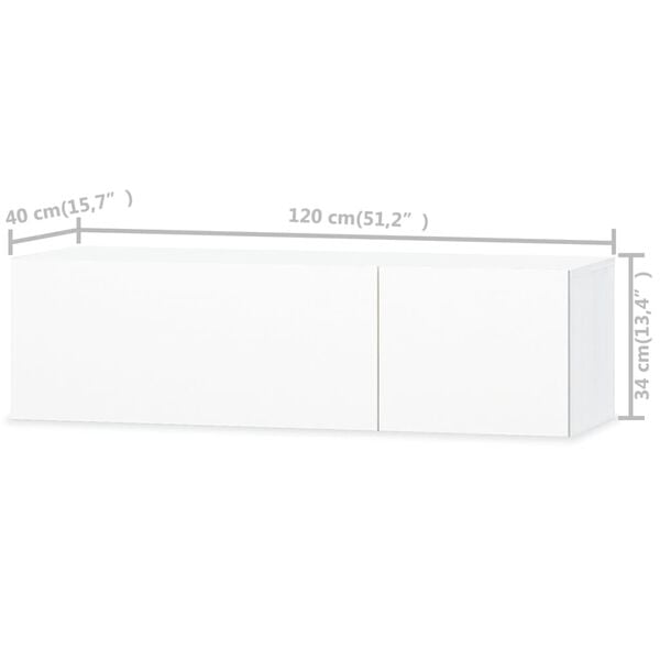 vidaXL Έπιπλο Τηλεόρασης Γυαλιστερό Λευκό 120x40x34 εκ. Επεξ. Ξύλο