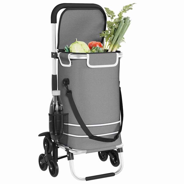 vidaXL Καρότσι Αγορών Γκρι 47 x 39 x 100.5 εκ. Ύφασμα Oxford
