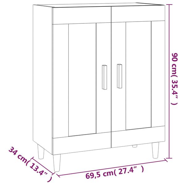 vidaXL Ντουλάπι Λευκό 69,5 x 34 x 90 εκ. από Επεξεργασμένο Ξύλο