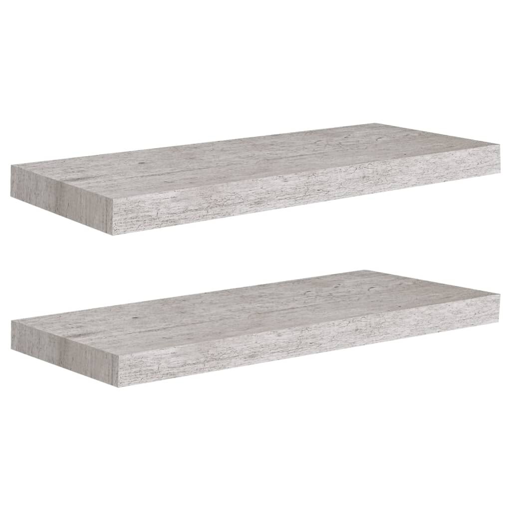 vidaXL Ράφια Τοίχου 2 τεμ. Γκρι Σκυροδέματος 60 x 23,5 x 3,8 εκ. MDF