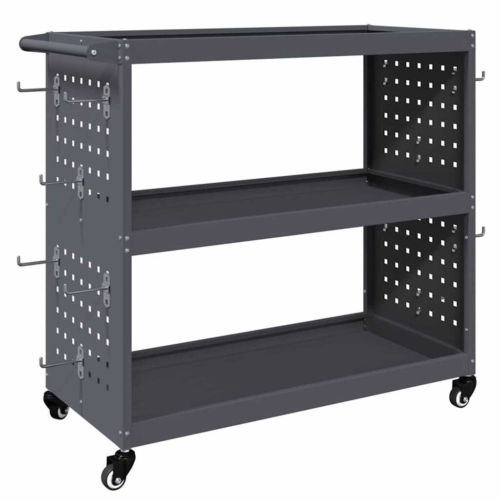 vidaXL Καρότσι εργαλείων με ράφι Ανθρακί 75 x 35 x 73 εκ. Κρύα χάλυβας