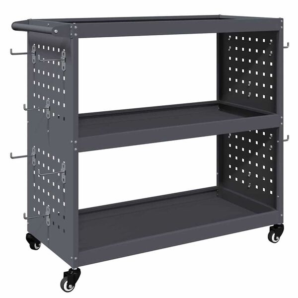 vidaXL Καρότσι εργαλείων με ράφι Ανθρακί 75 x 35 x 73 εκ. Κρύα χάλυβας