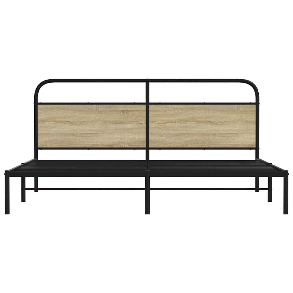 vidaXL Σκελετός Κρεβ. Χωρίς Στρώμα Sonoma Δρυς 180x200 εκ. Μεταλλικό