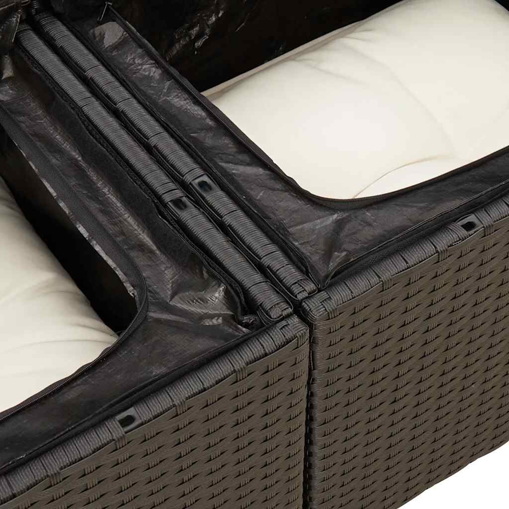 vidaXL Σαλόνι Κήπου Σετ 9Τεμαχίων Μαύρο Συνθ Ρατάν με Μαξιλάρια Ακακία
